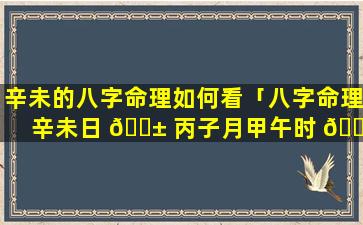 辛未的八字命理如何看「八字命理辛未日 🐱 丙子月甲午时 🌻 」